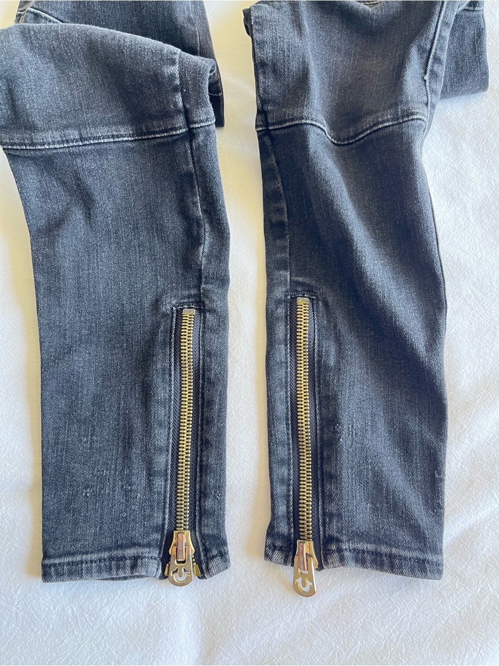 True Religion Halle Mid Rise Super Skinny Black Moto Biker Jeans 26 Baddie Y2K - Picture 11 of 16